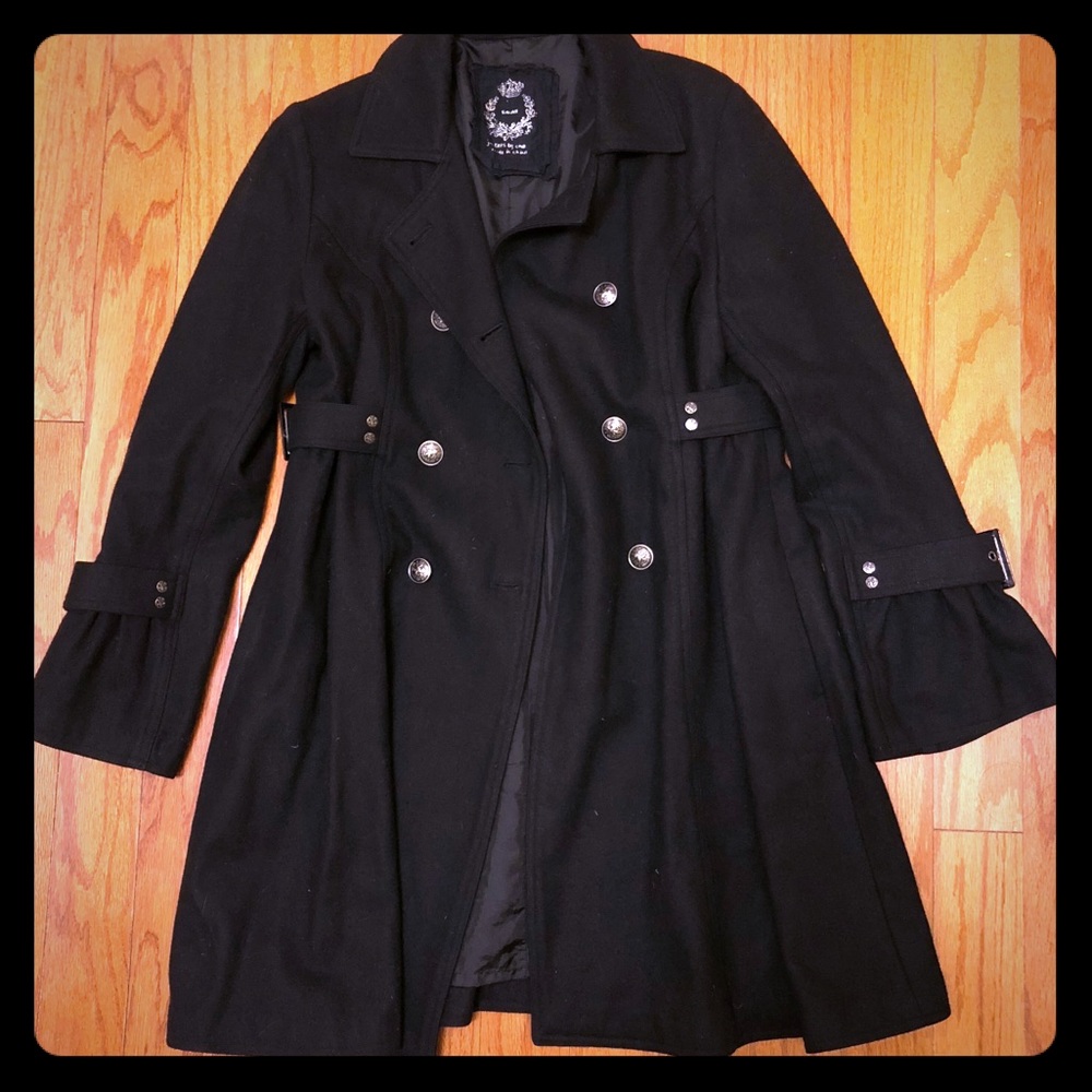 Long Black Winter Peacoat Size Small!